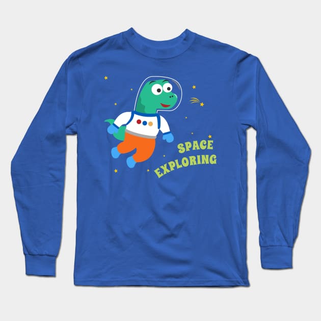 Funny dinosaur in space. Dinosaur in outer space Long Sleeve T-Shirt by KIDS APPAREL